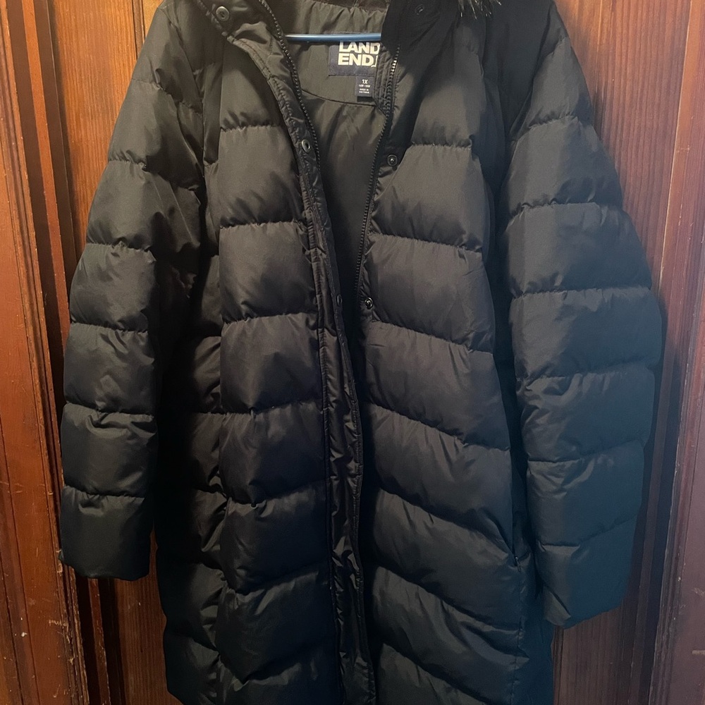Lands' End Women's Classic Black Puffer Coat